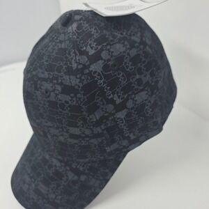 HYP Baseball Cap 56cm Skull Monogram Print Cotton Structured Black Vintage 2010s